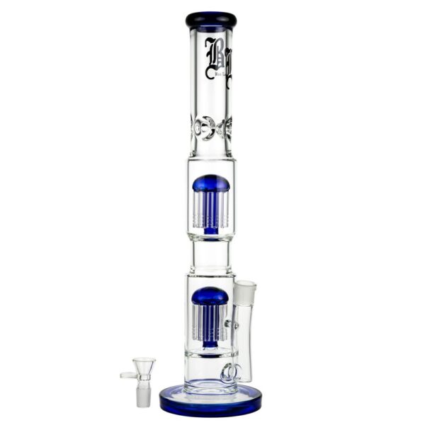 Black Leaf Glass Straight Double 10-Arm Tree Percolator Ice Bong - Image 4