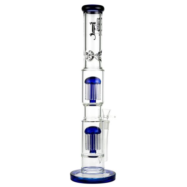 Black Leaf Glass Straight Double 10-Arm Tree Percolator Ice Bong