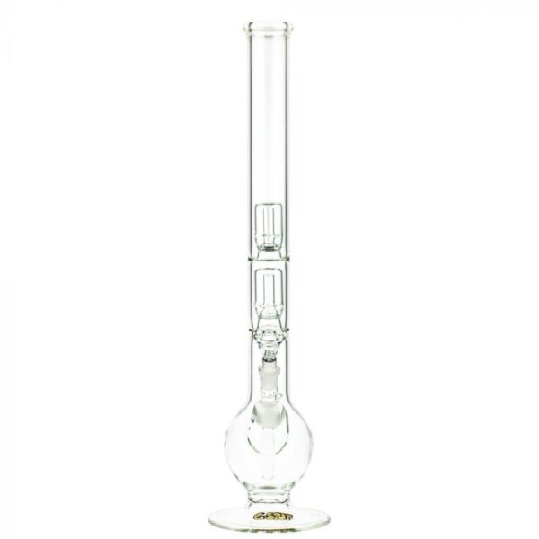 G-Spot Glass Bubble Base Double Percolator Bong with Gold Logo | 60cm - Image 4